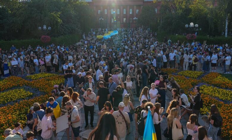 Початок протестної ходи у Києві 31 липня, фото: Суспільне